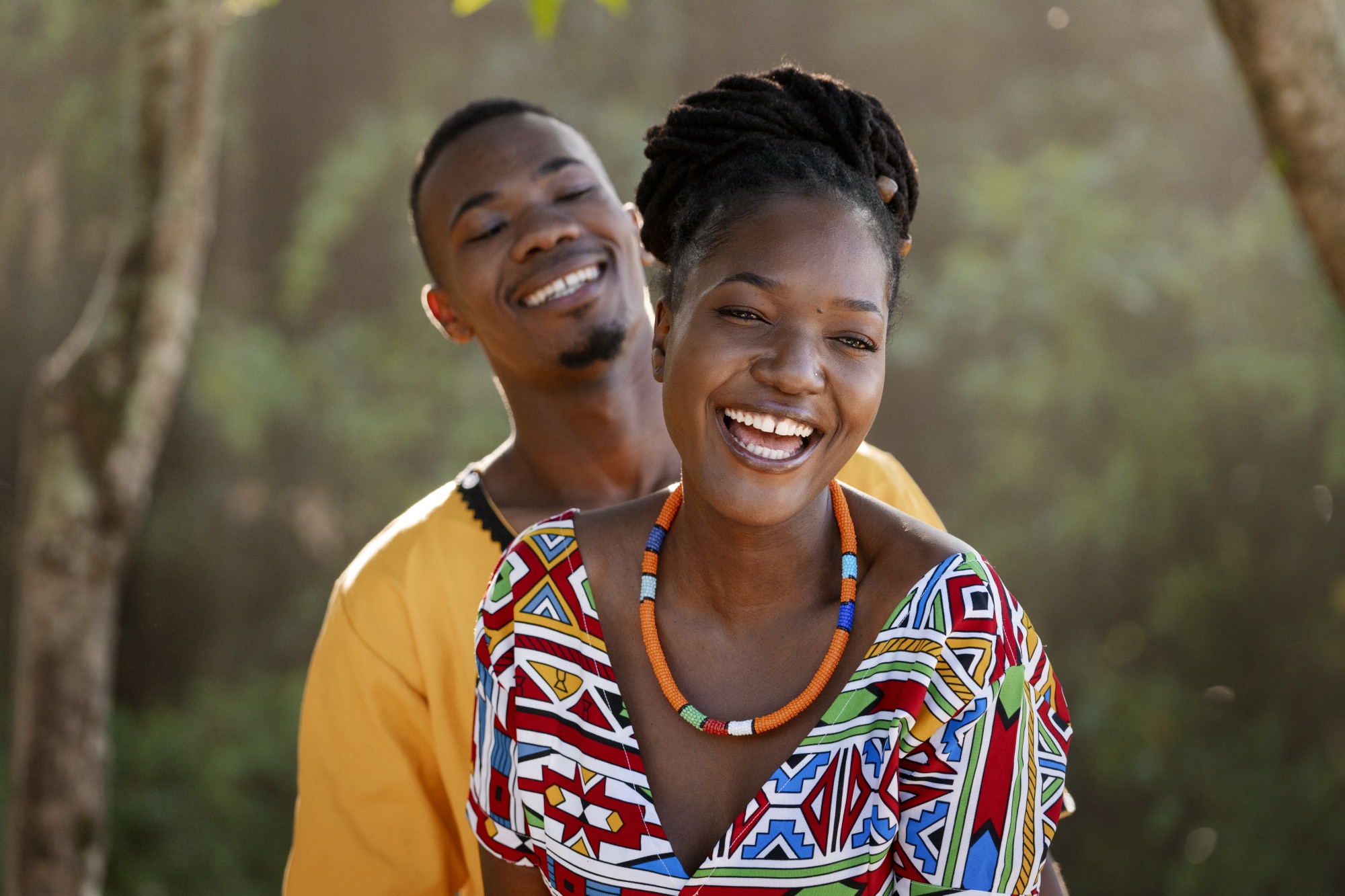 Nia and Kamau outdoors